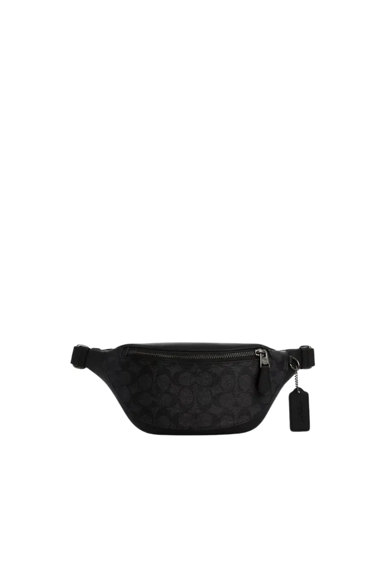 ( PREORDER ) Coach Warren Mini Belt Bag Signature Canvas In Gunmetal Charcoal Black CW369