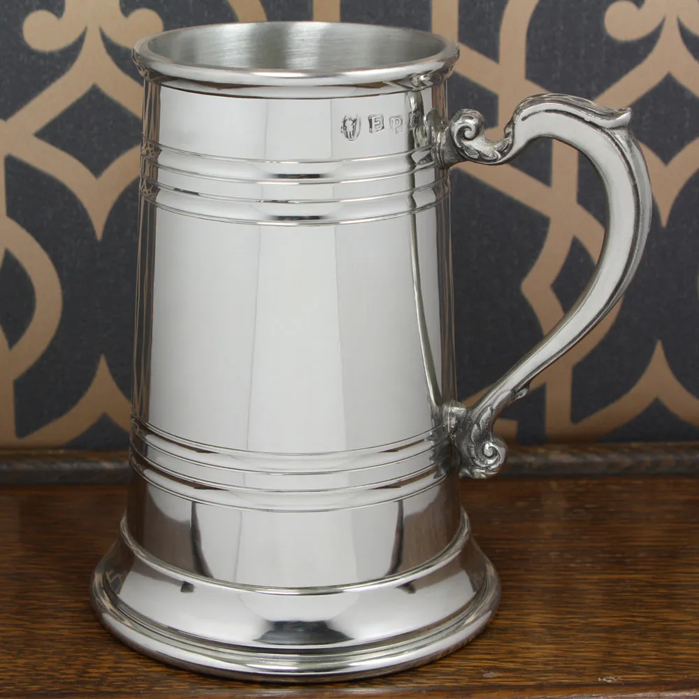 1 Pint* Extra Heavy Pewter Beer Mug Tankard with Vintage Handle