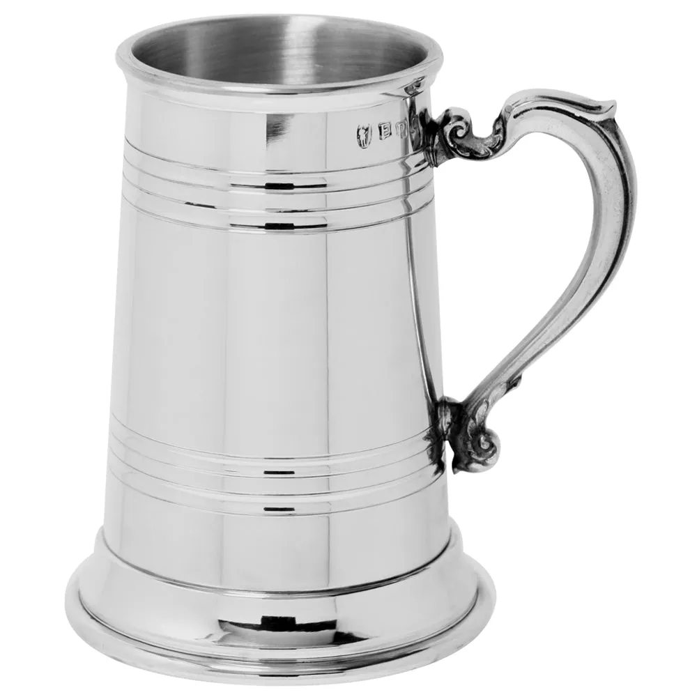 1 Pint* Extra Heavy Pewter Beer Mug Tankard with Vintage Handle