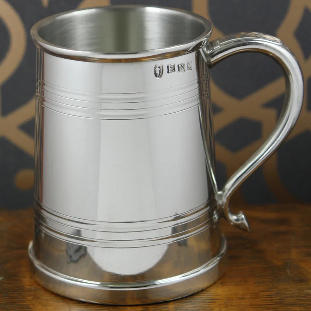 1 Pint* Heavy Style Pewter Beer Mug Tankard with Swan Handle