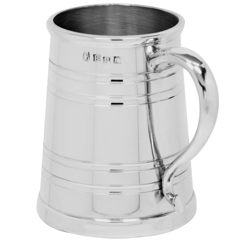 1 Pint* Heavy Style Pewter Beer Mug Tankard with Swan Handle