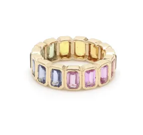 14K & 18K Gold Rainbow Eternity Ring, Bezel Set