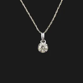 14K White Gold .25 CTW Diamond Solitaire Pendant Necklace