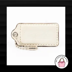 2.5" Large COACH WHITE IVORY LEATHER KEY FOB BAG CHARM KEYCHAIN HANGTAG TAG