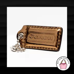 2" Medium COACH POPPY COPPER MIRRORED LEATHER KEY FOB BAG CHARM KEYCHAIN HANGTAG