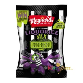 3 X Maynards Bassetts Black & White Liquorice Mix 130g - Beetlejuice