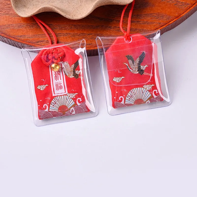 39Style New Omamori Pray Fortune Beauty Health Safe Transparent Wealth Bag Guard Talisman Pendant Keychain Couple Gift