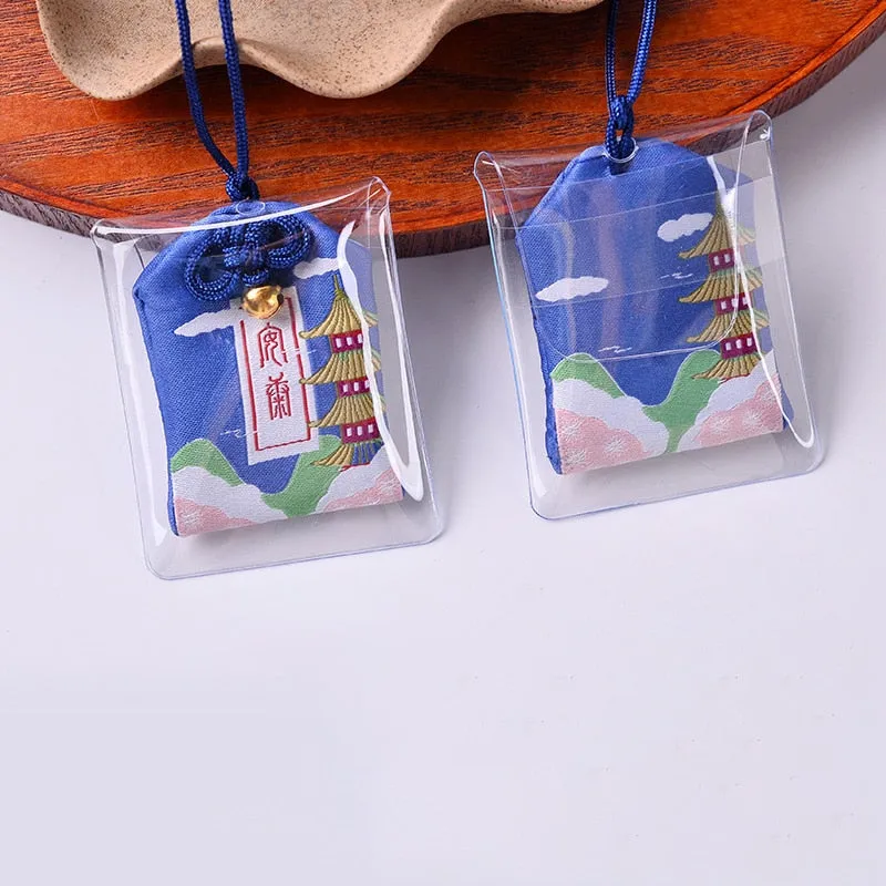 39Style New Omamori Pray Fortune Beauty Health Safe Transparent Wealth Bag Guard Talisman Pendant Keychain Couple Gift