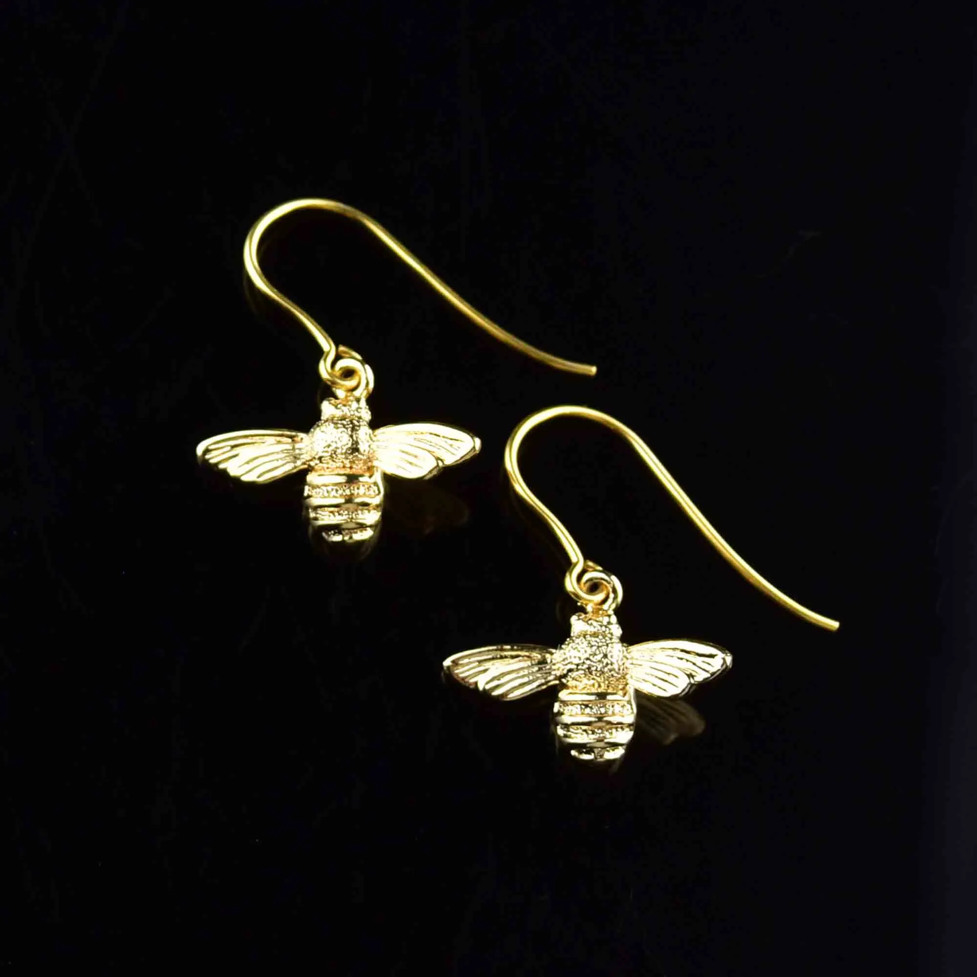 9K Gold Sterling Silver Gilt Bumble Bee Earrings