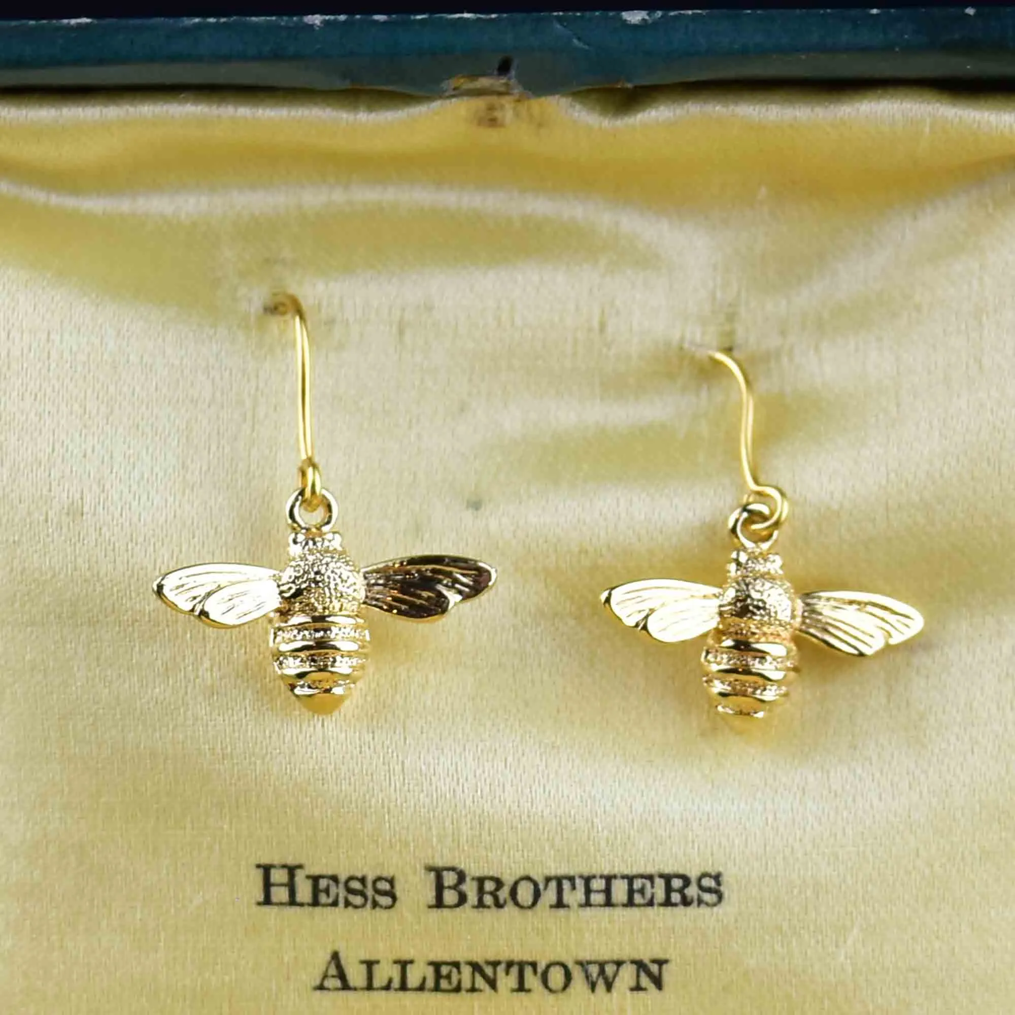 9K Gold Sterling Silver Gilt Bumble Bee Earrings