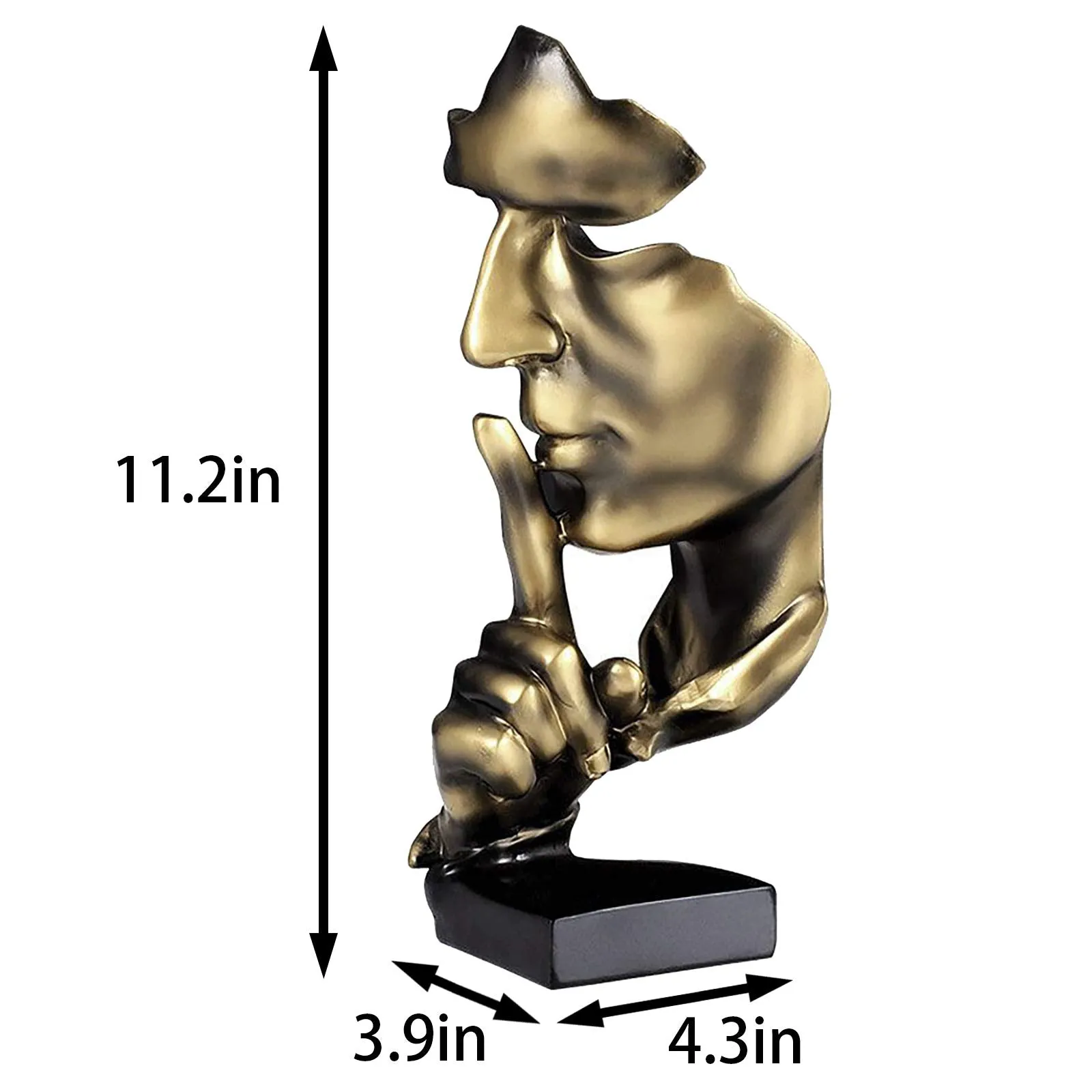 aboxoo Thinker Statue, Silence is Gold Abstract Art Figurine, Modern Home Resin Sculptures Decorative Objects Piano Desktop Decor for Creative Room Home, Office Study (Gold)