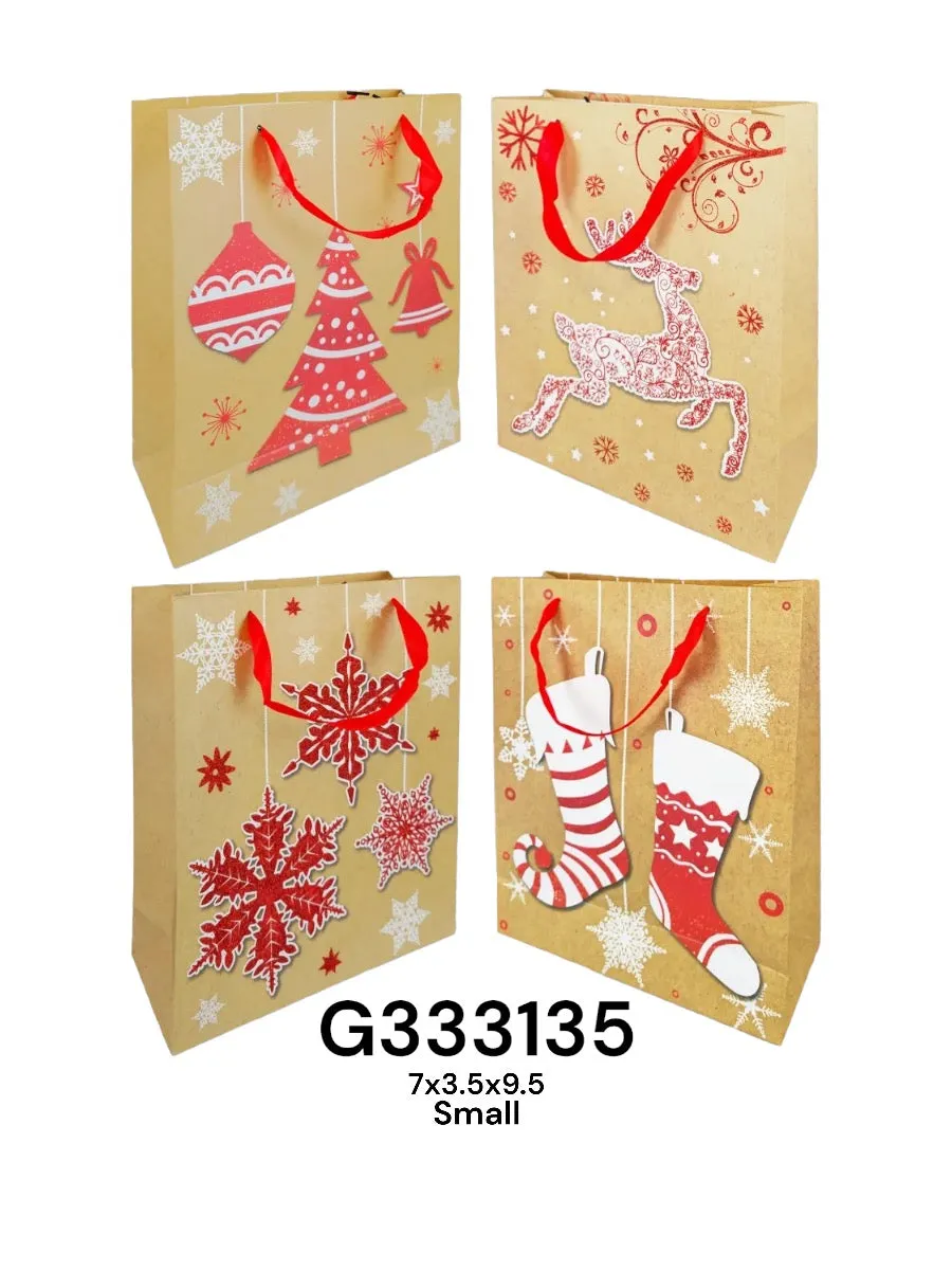 Accessories- Xmas Small Glitter Gift Bag G333135 (12 pack)