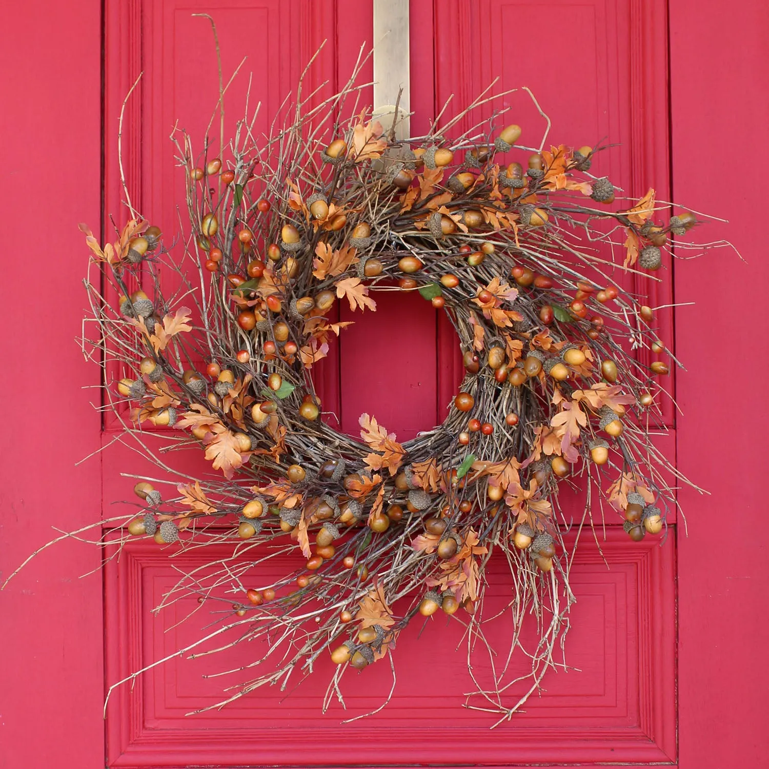 Acorn & Fall Leaves Front Door Twig Autumn Wreath - Available in Two Sizes