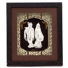 Adinky 999-Silver Radha Krishna Frame For Gifts And Home Decor (9 x 10 Inch)