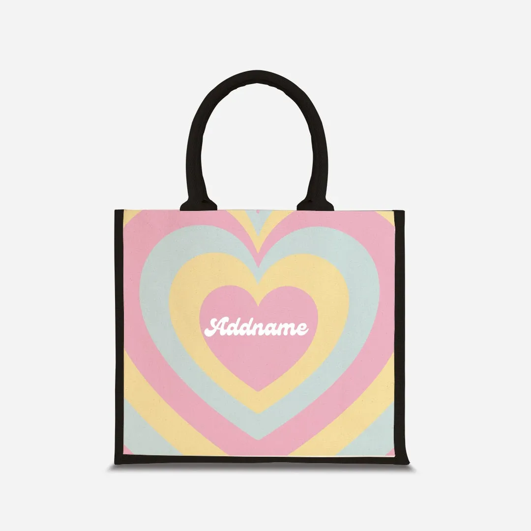 Affection Series Half Lining Jute Bag - Bubblegum Black