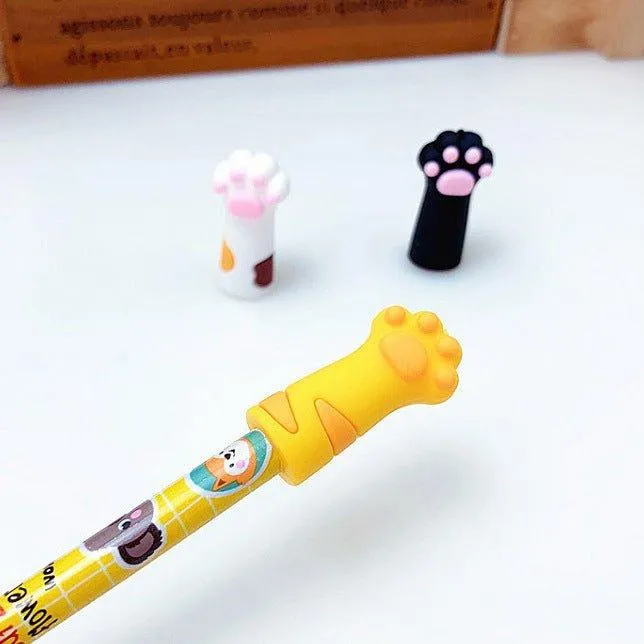 Ajimi cute cat paw shape soft glue children's pencil cap pen three-in-one mixed NP-010003