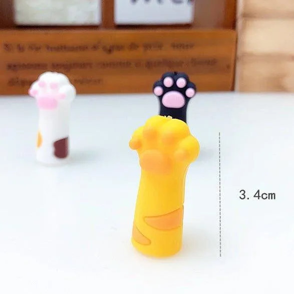 Ajimi cute cat paw shape soft glue children's pencil cap pen three-in-one mixed NP-010003