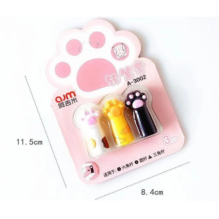 Ajimi cute cat paw shape soft glue children's pencil cap pen three-in-one mixed NP-010003