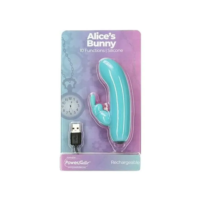 Alices Bunny Rechargeable Bullet w Rabbit Sleeve Teal