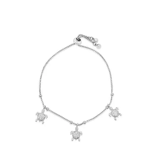 Amazing Luxurious Classic White Micro Pava Turtle Charm Bracelet