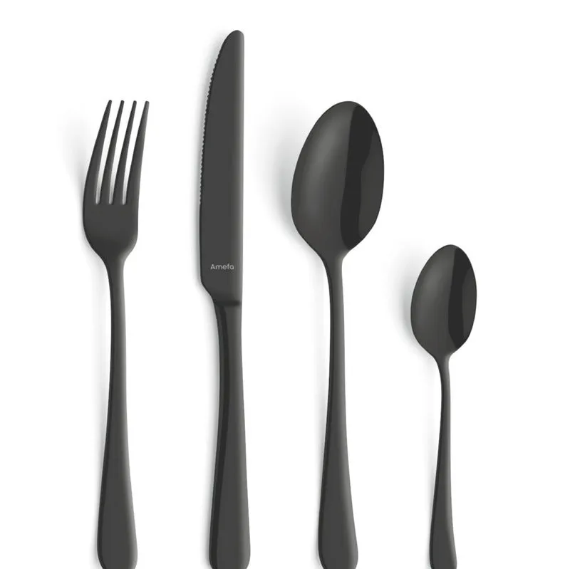 Amefa Austin Stainless Steel Cutlery | Set of 24 | Black