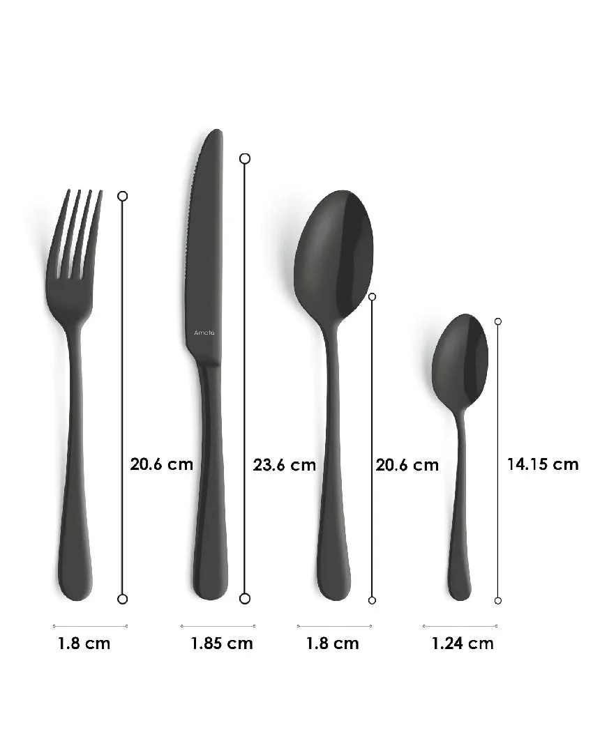 Amefa Austin Stainless Steel Cutlery | Set of 24 | Black