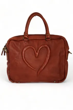 ART N' VINTAGE LOVE LAPTOP CROSSBODY BAG TAN