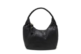 Authentic Fendi Black Grained Leather Spy Hobo Shoulder Bag