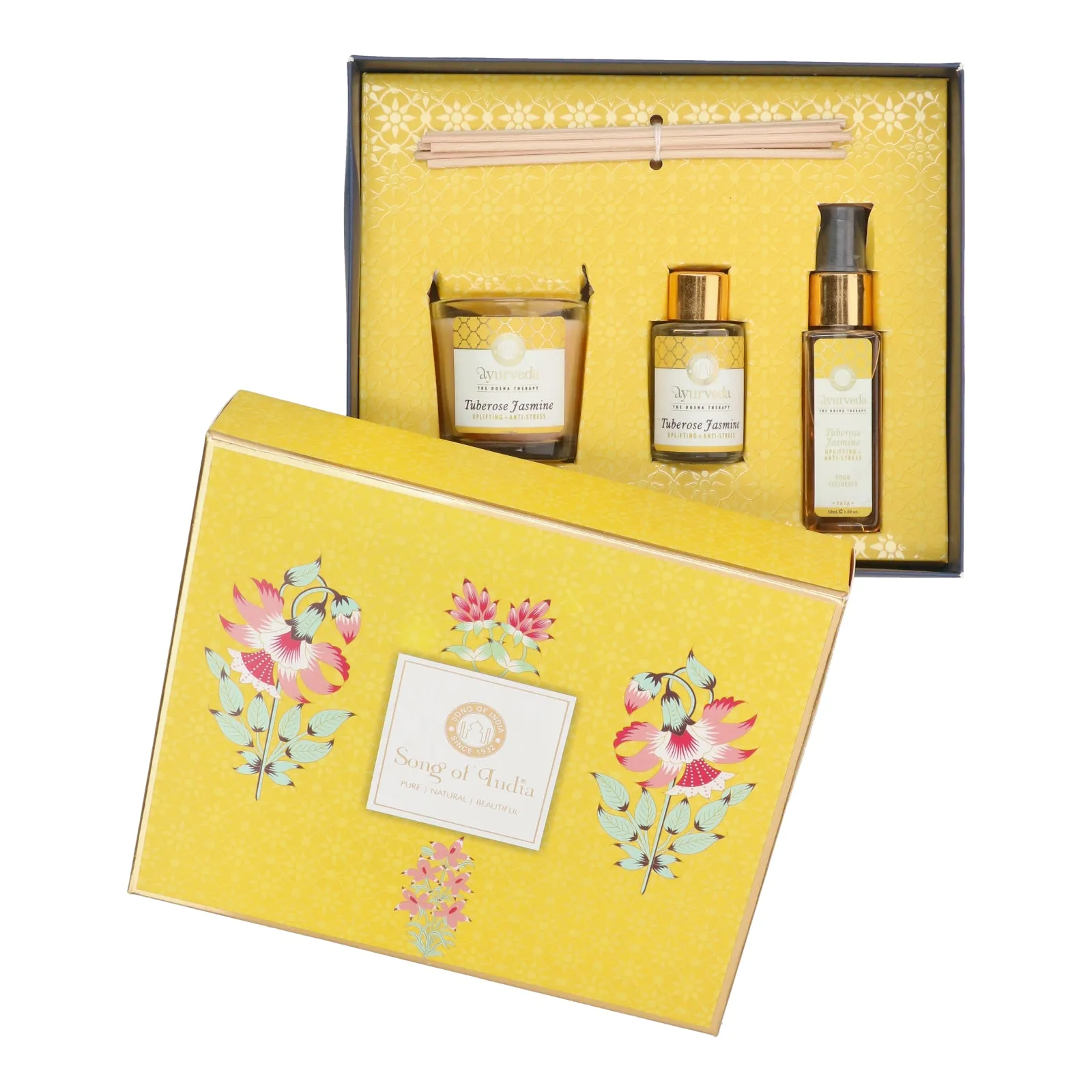 Ayurveda Gift Box with Reed Diffuser, Candle & Room Freshener