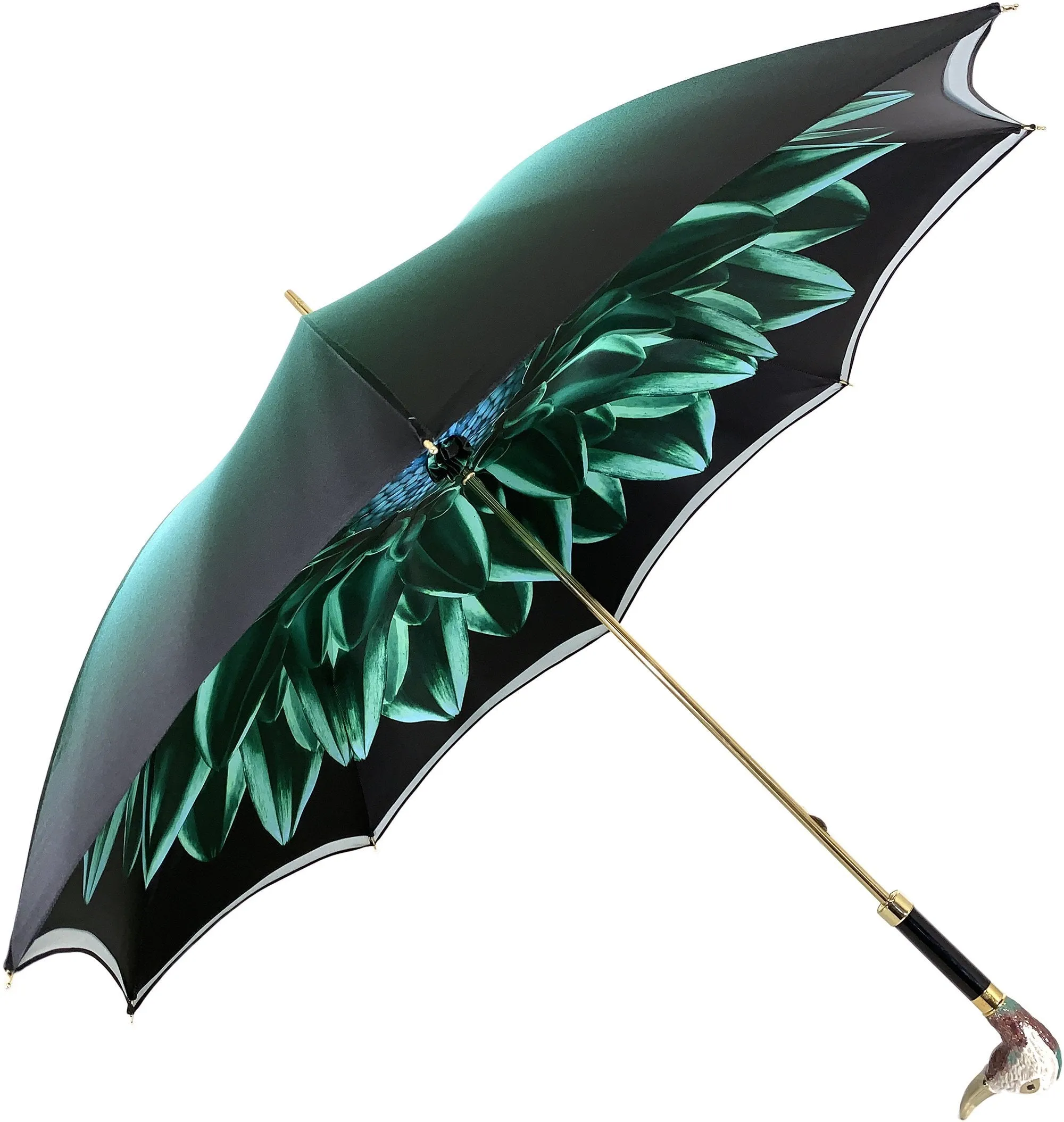 Beautiful Double Canopy Umbrella in a Luxurious Green Satin