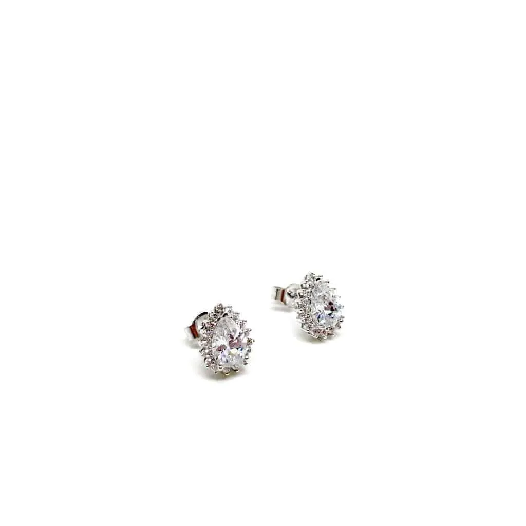 Beautiful Sterling Silver Drop Stud Earrings. Red, Purple and White Available