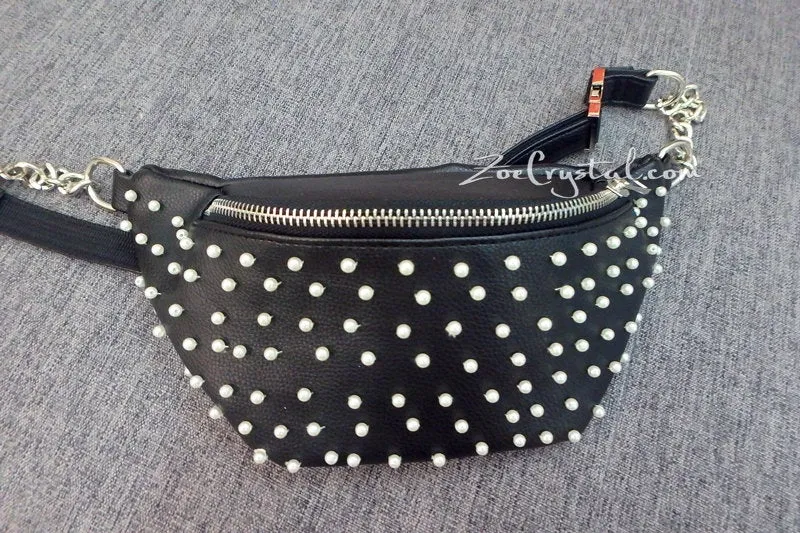 BELT BAG with Pearl in Fashion and Luxury : Fanny Pack, Hip Bag, Travel Pouch, Hands Free Bag, Boho, Waist Bag,Duck Canvas Bag