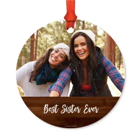 Best Collection, Photo Personalized Christmas Metal Ornament, Rustic Wood