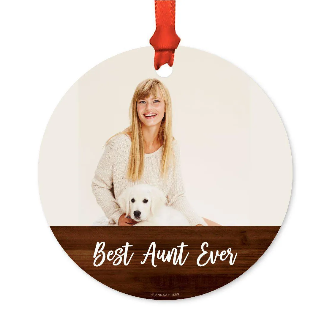 Best Collection, Photo Personalized Christmas Metal Ornament, Rustic Wood