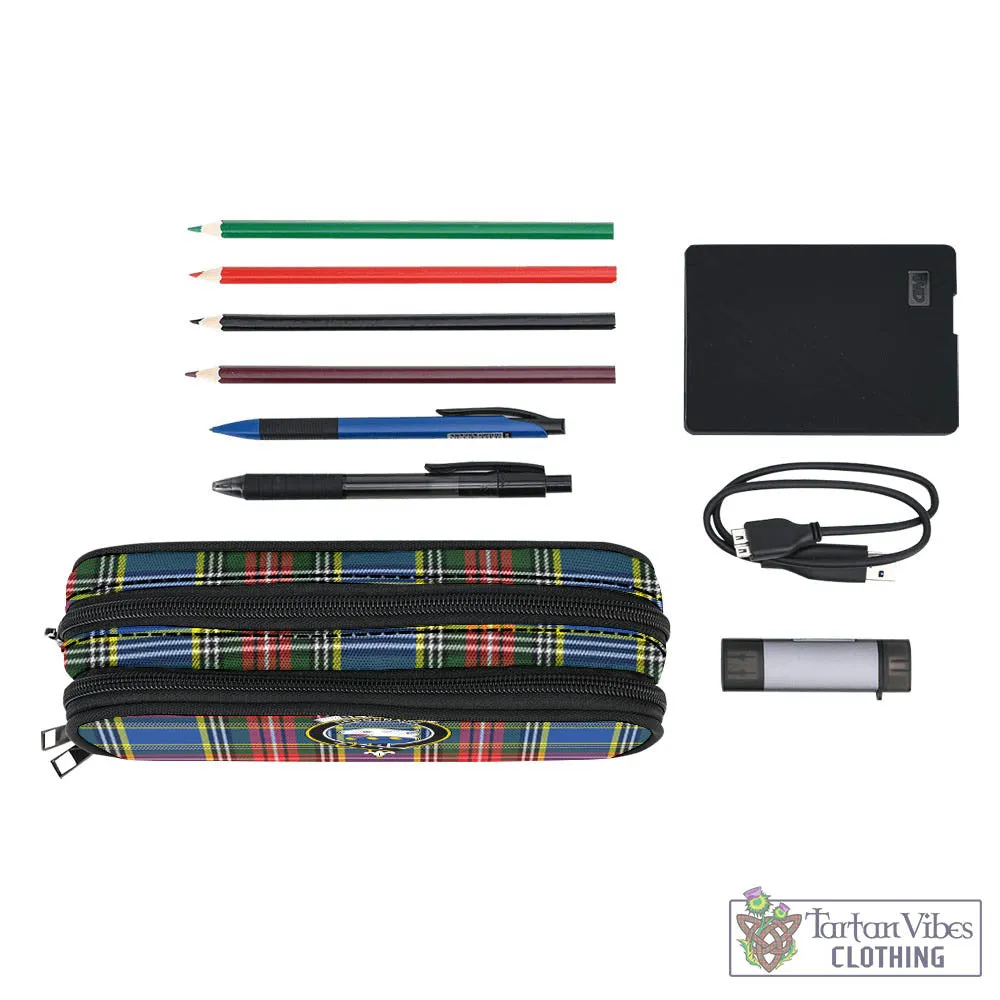 Bethune Tartan Pen and Pencil Case with Family Crest