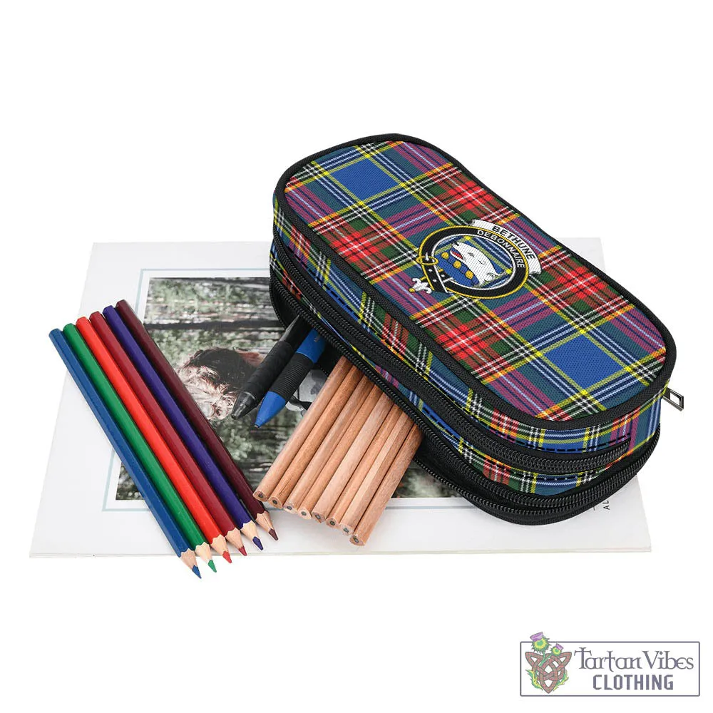 Bethune Tartan Pen and Pencil Case with Family Crest