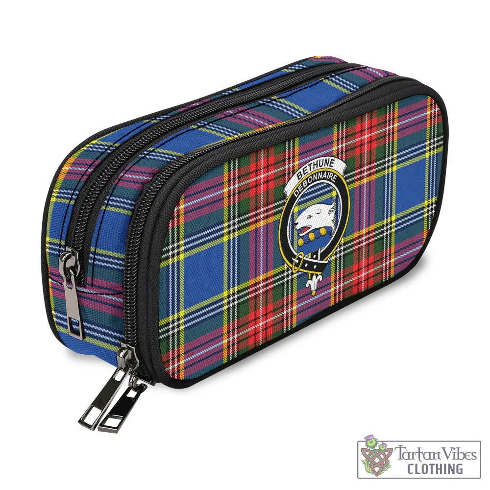 Bethune Tartan Pen and Pencil Case with Family Crest