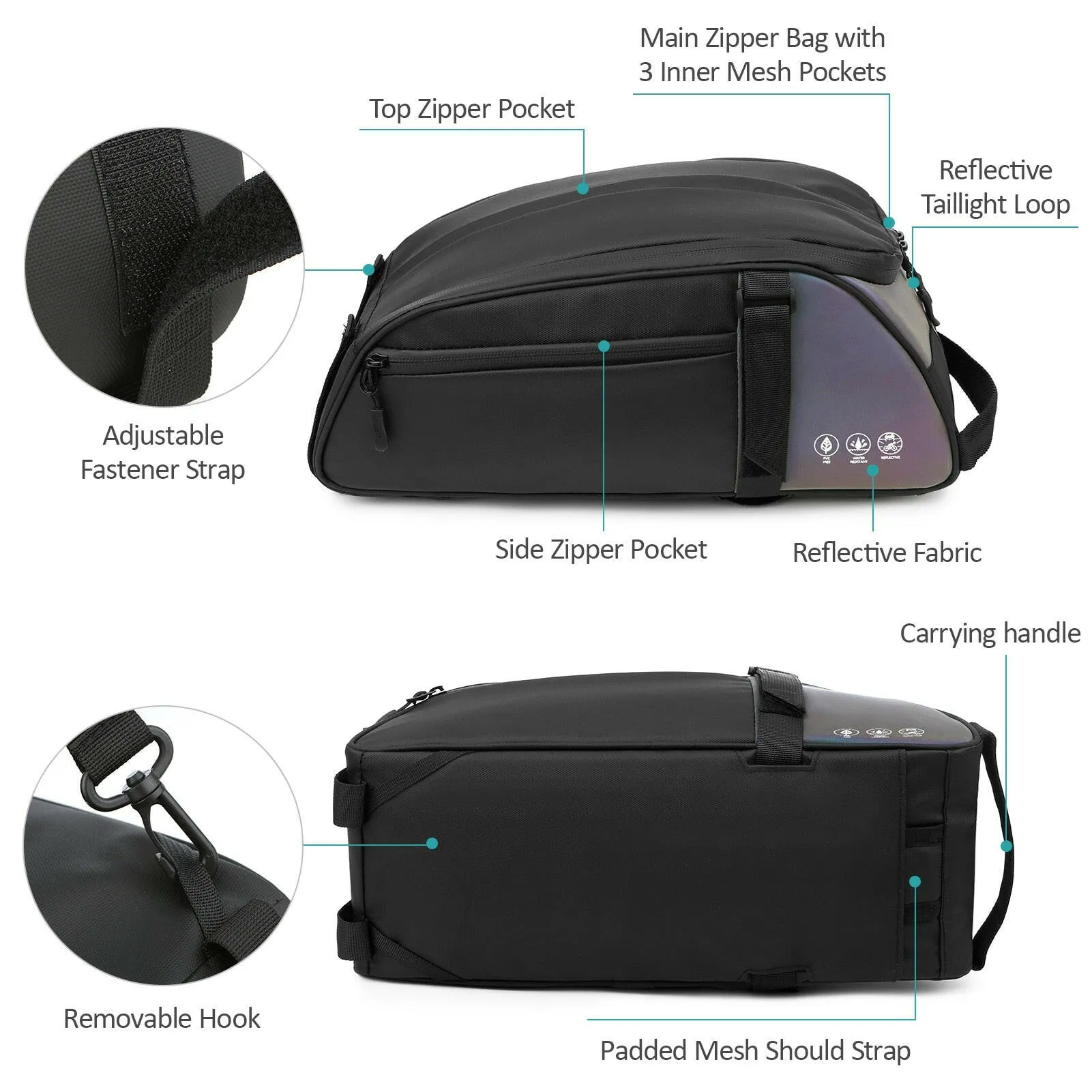 Bicycle Bag Panniers PU Waterproof Bike Rear Rack Bag Multifunctional Bicycle Carrier Cycling Rear Rack Should Bag