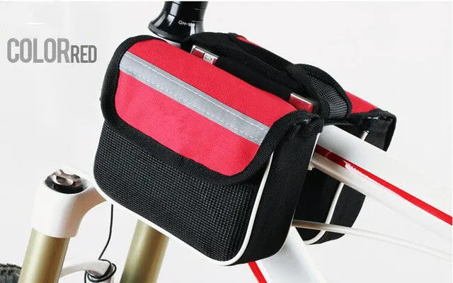 Bike Bicycle Frame Pannier Cycling Front Tube Frame Bag Waterproof 2 Colors Double bags With Phone Holder Bicycle Accessories