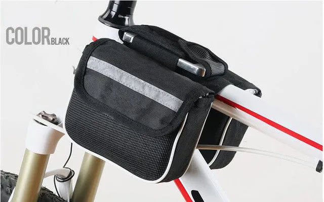 Bike Bicycle Frame Pannier Cycling Front Tube Frame Bag Waterproof 2 Colors Double bags With Phone Holder Bicycle Accessories