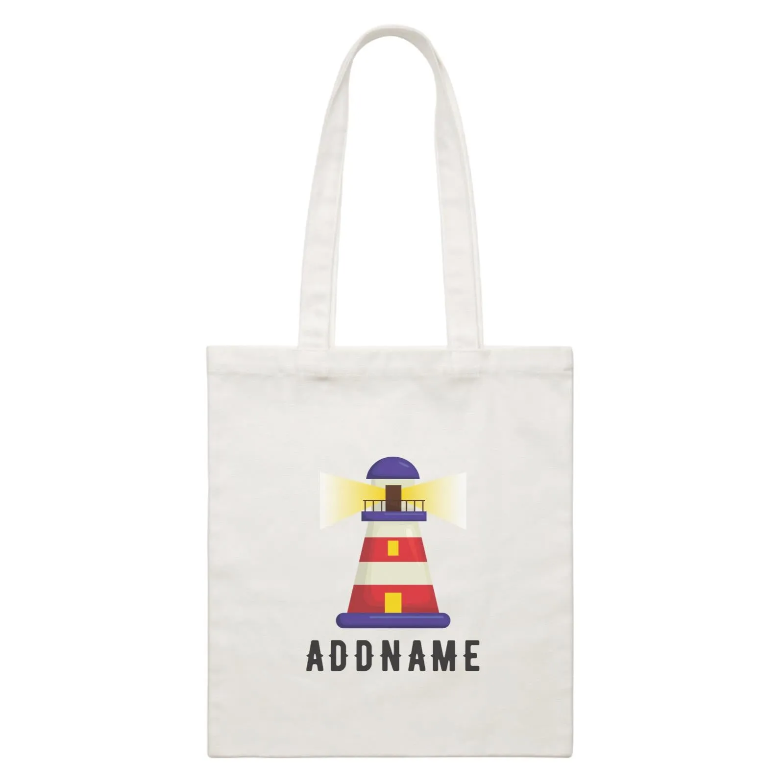 Birthday Sailor Lighthouse Addname White Canvas Bag