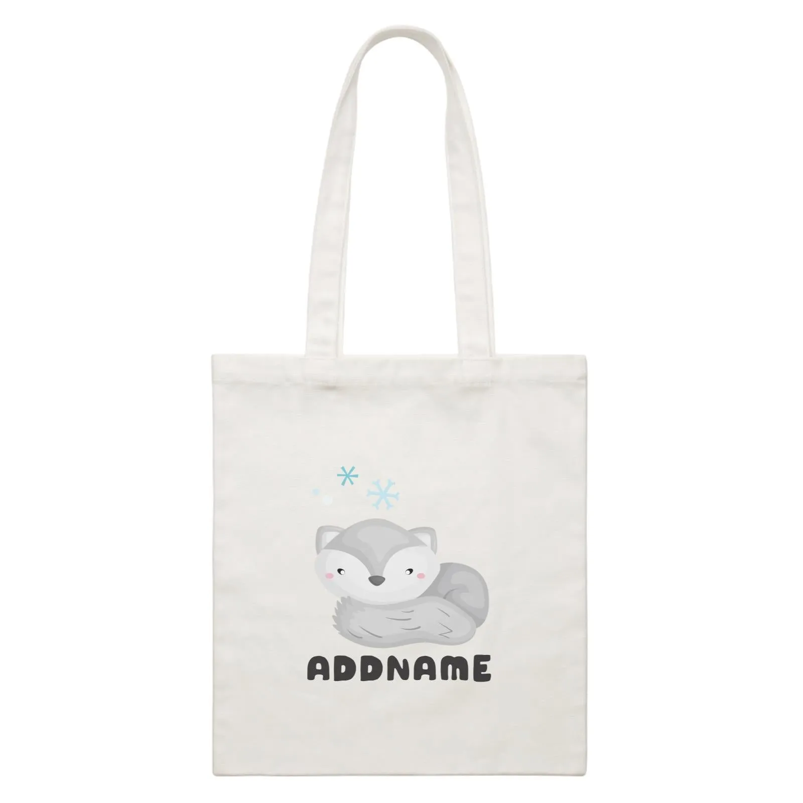 Birthday Winter Animals Lazy Snow Fox Addname White Canvas Bag