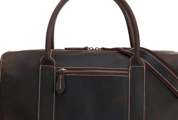 Black Coffee Leather Mens Weekender Bag Duffle Bag Overnight Bag Travel Bag
