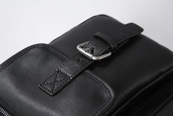 Black Leather Mens Cool Shoulder Bags Messenger Bags for men