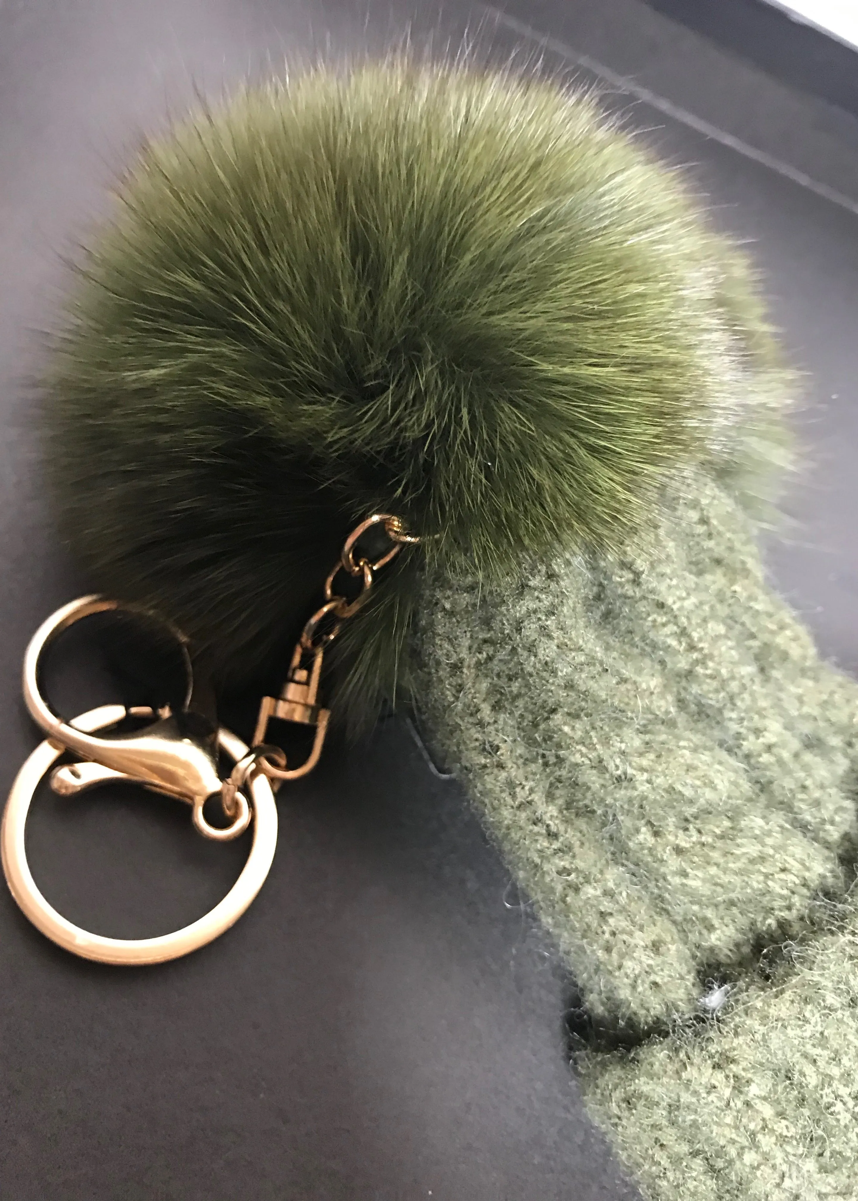 Bobble Hat Pom Pom Key Ring in Green or White - By Feathers Of Italy