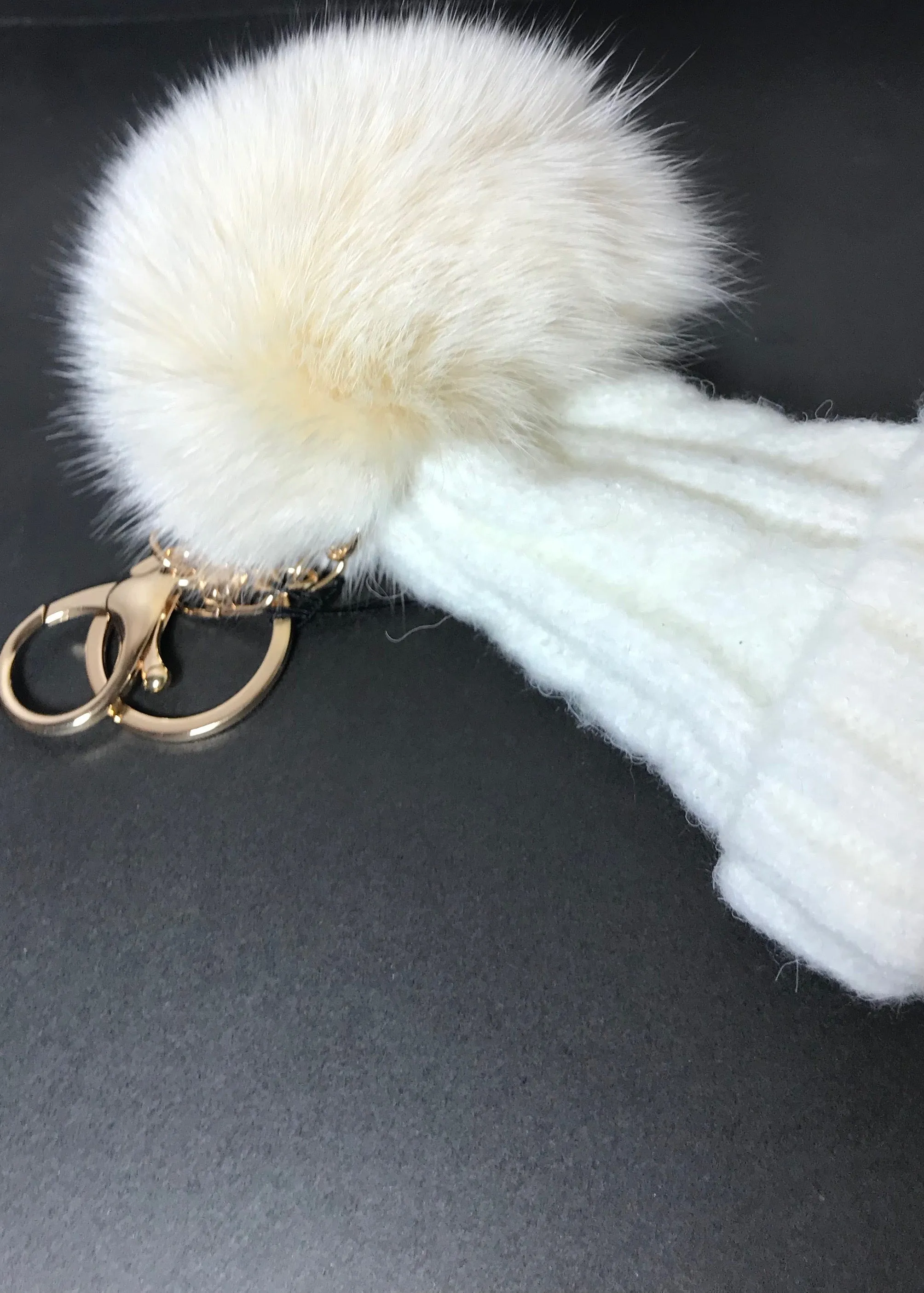 Bobble Hat Pom Pom Key Ring in Green or White - By Feathers Of Italy