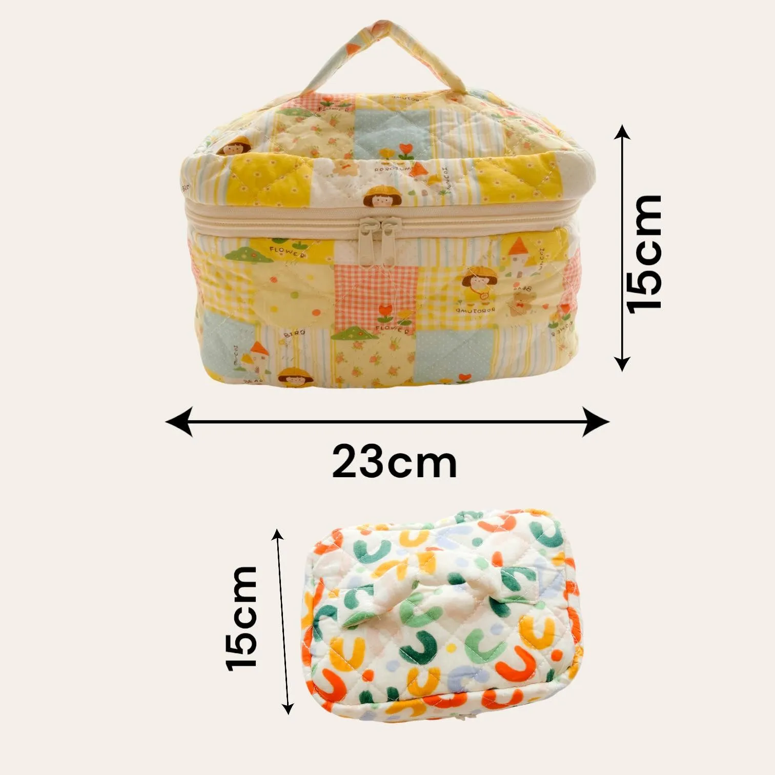 BOLSO Pattern Print Quilted Vanity Organizer Case Bag