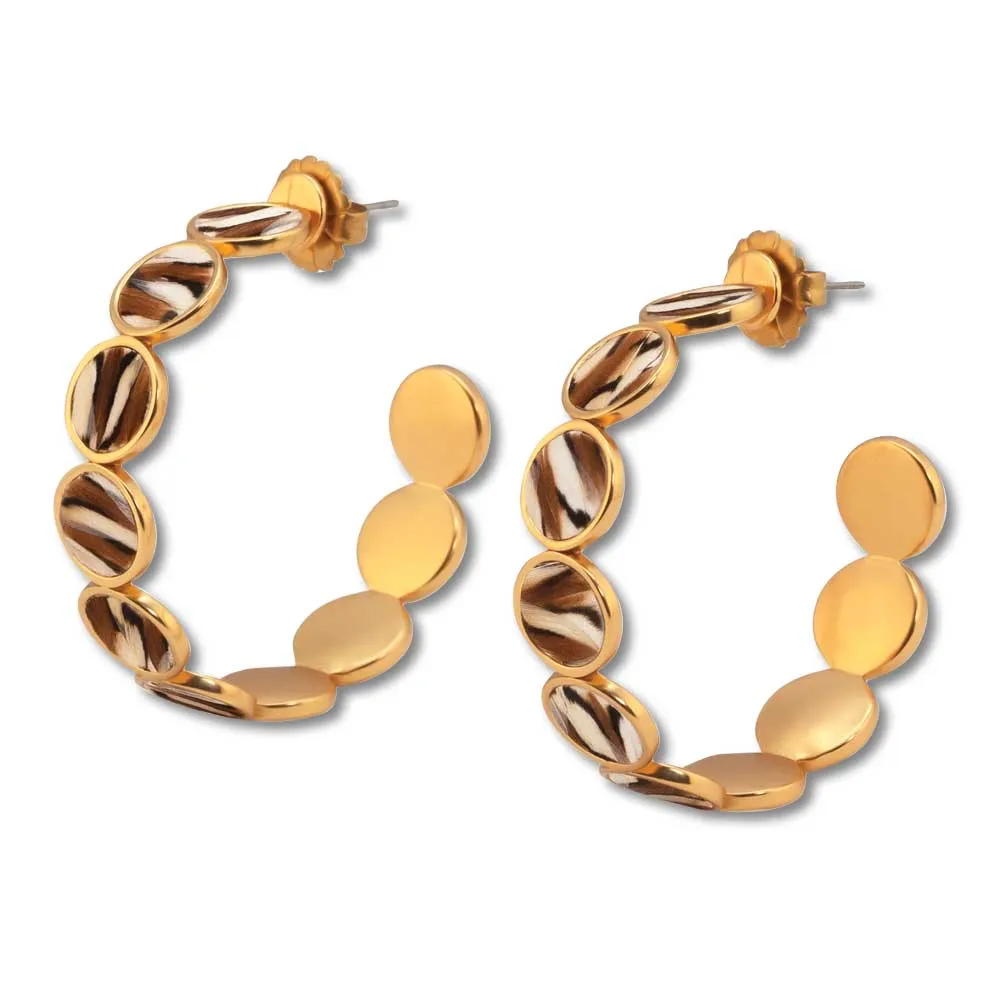 Brackish Tiger Multi-Bezel Hoop Earrings