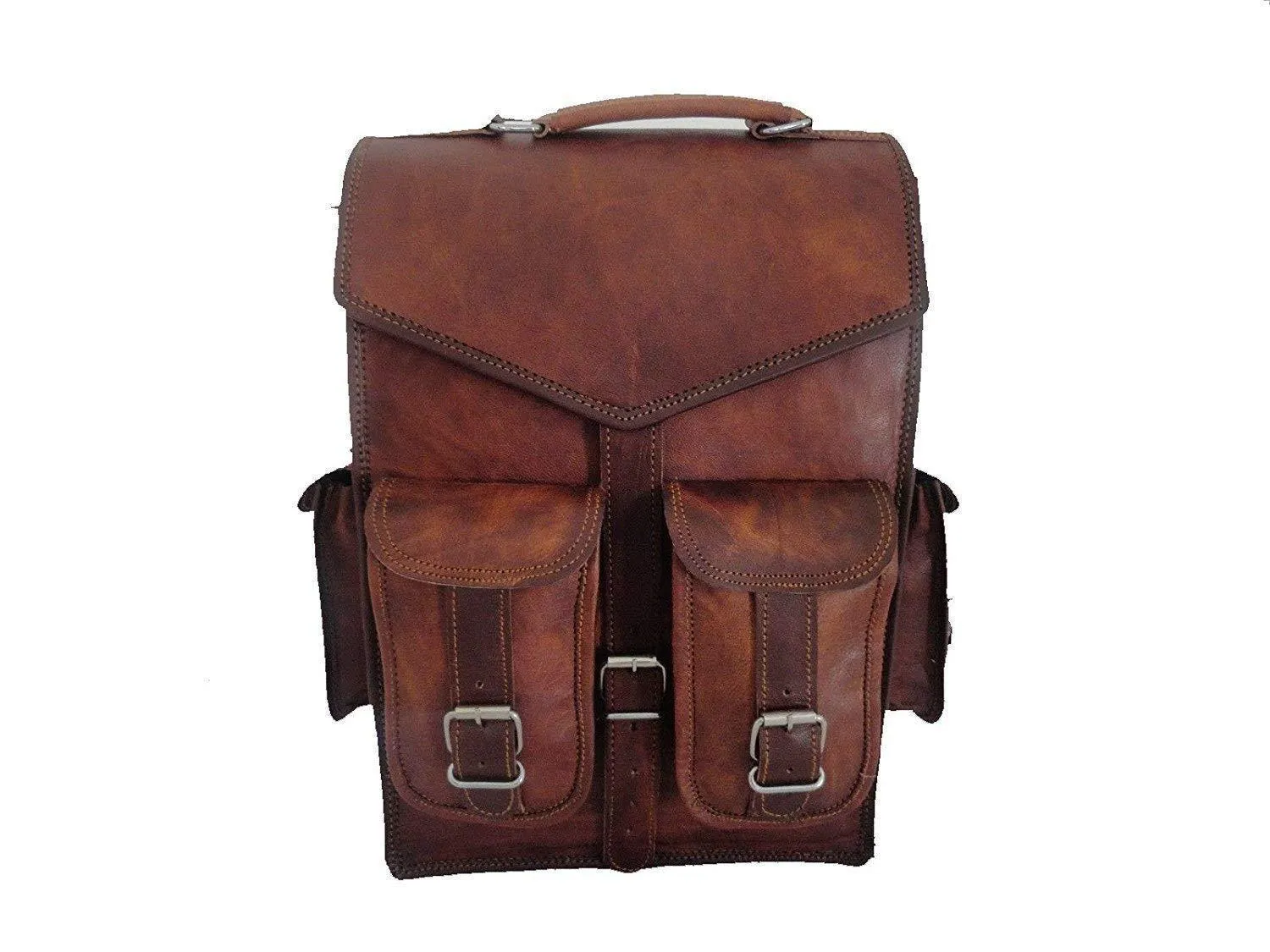 Brown Vintage Leather Backpack Laptop Messenger Bag Rucksack Sling For Men Women (11″ X 15″)