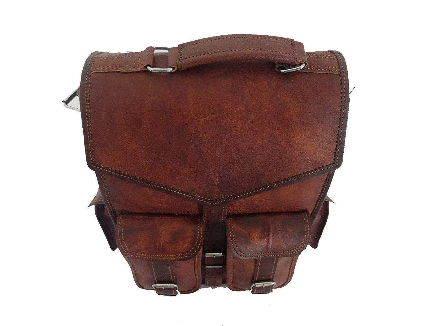 Brown Vintage Leather Backpack Laptop Messenger Bag Rucksack Sling For Men Women (11″ X 15″)